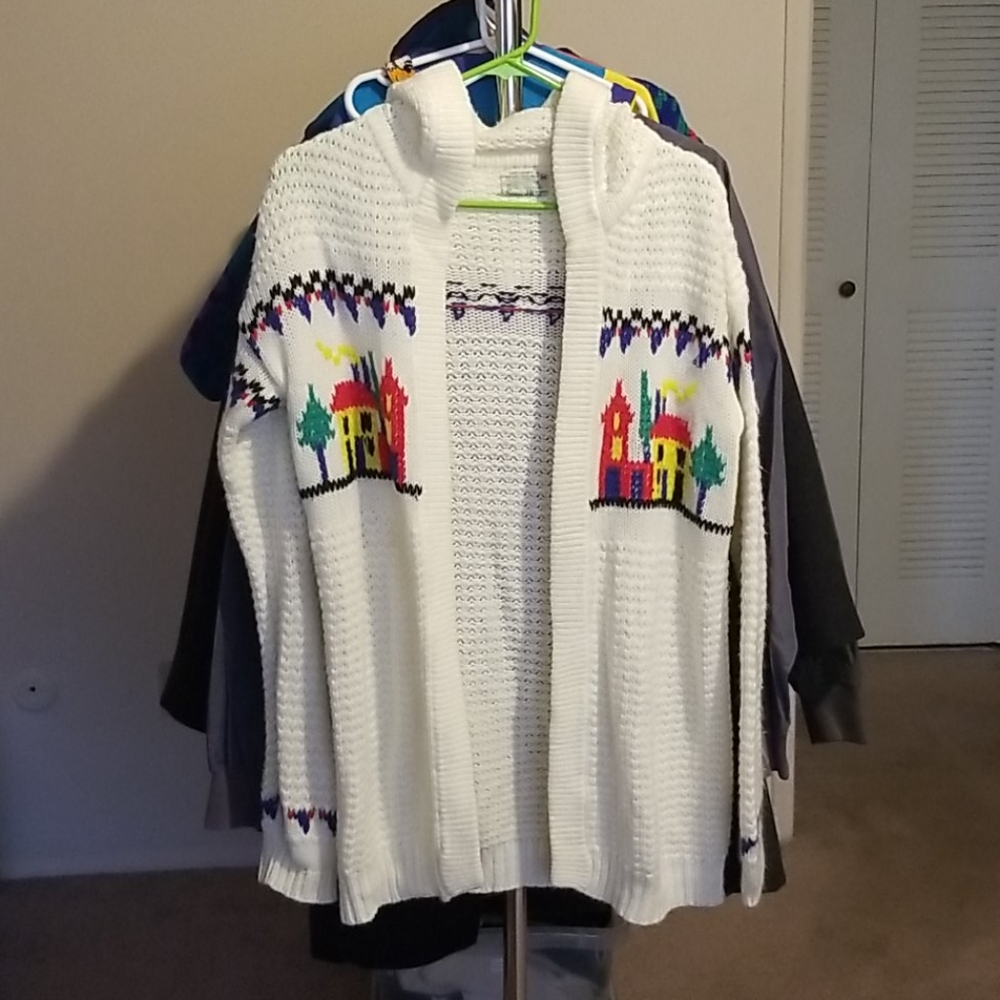 Vintage Sears Jr Bazaar HoodedCardigan Sz M